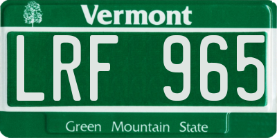 VT license plate LRF965