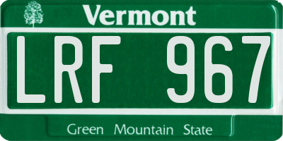 VT license plate LRF967