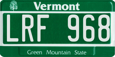VT license plate LRF968