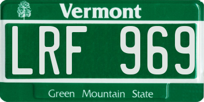 VT license plate LRF969