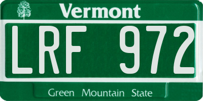 VT license plate LRF972