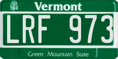 VT license plate LRF973