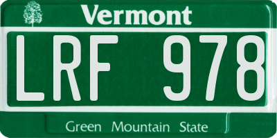 VT license plate LRF978