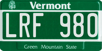 VT license plate LRF980