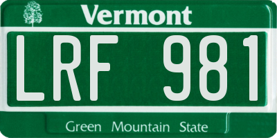 VT license plate LRF981