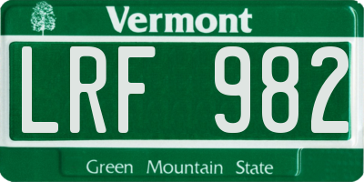 VT license plate LRF982
