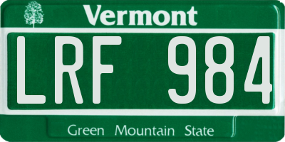VT license plate LRF984