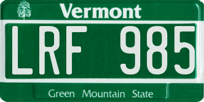 VT license plate LRF985