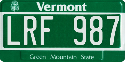 VT license plate LRF987