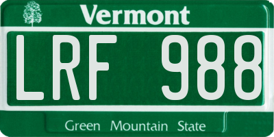 VT license plate LRF988