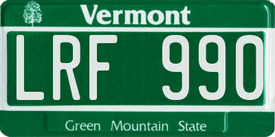 VT license plate LRF990