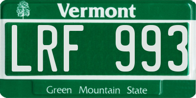 VT license plate LRF993