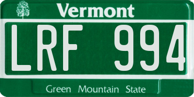 VT license plate LRF994