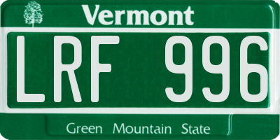 VT license plate LRF996