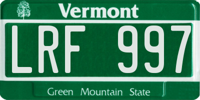 VT license plate LRF997