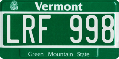 VT license plate LRF998