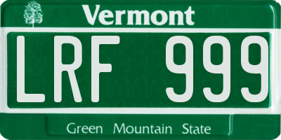 VT license plate LRF999