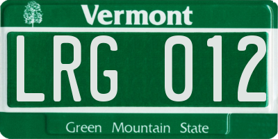 VT license plate LRG012