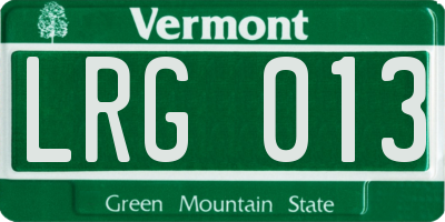 VT license plate LRG013