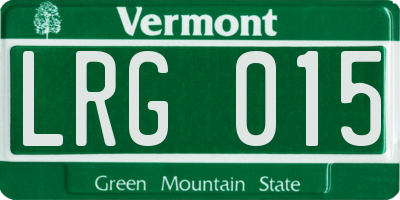 VT license plate LRG015