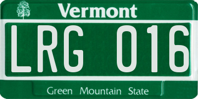 VT license plate LRG016