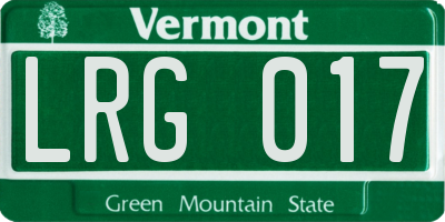 VT license plate LRG017