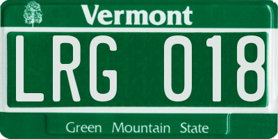 VT license plate LRG018