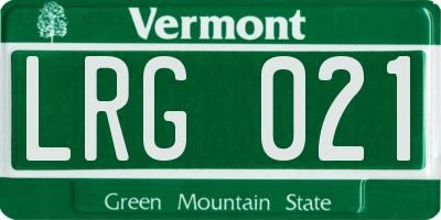 VT license plate LRG021