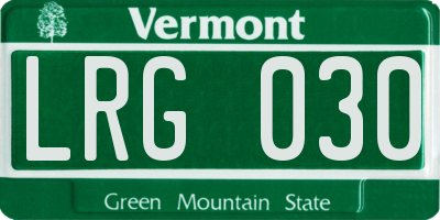 VT license plate LRG030
