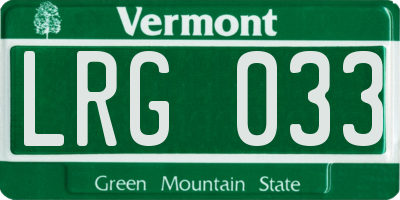 VT license plate LRG033