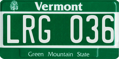 VT license plate LRG036
