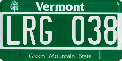 VT license plate LRG038