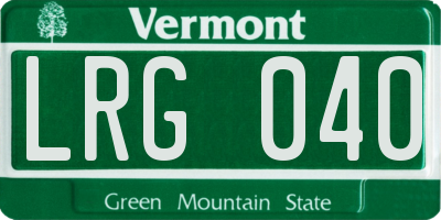 VT license plate LRG040