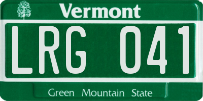 VT license plate LRG041