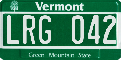 VT license plate LRG042