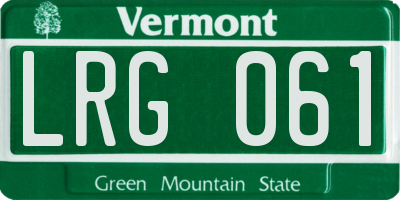 VT license plate LRG061