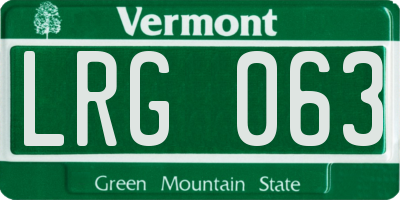 VT license plate LRG063