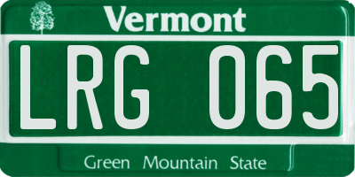 VT license plate LRG065