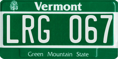 VT license plate LRG067