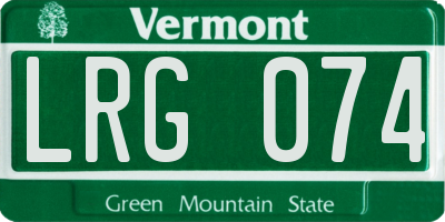 VT license plate LRG074