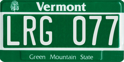 VT license plate LRG077
