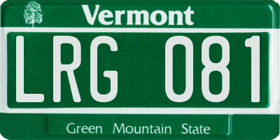 VT license plate LRG081