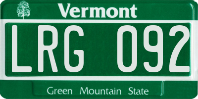 VT license plate LRG092