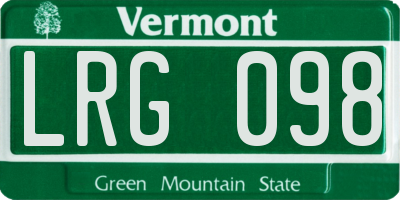 VT license plate LRG098