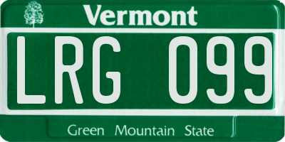 VT license plate LRG099