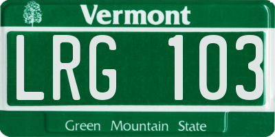 VT license plate LRG103