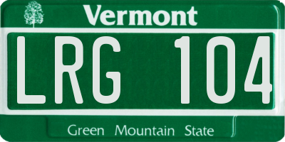VT license plate LRG104