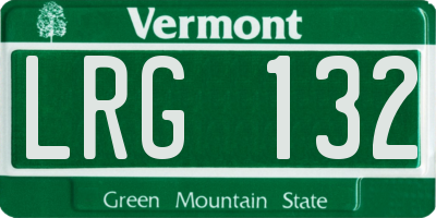 VT license plate LRG132