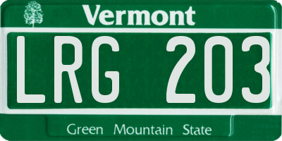 VT license plate LRG203