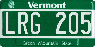 VT license plate LRG205